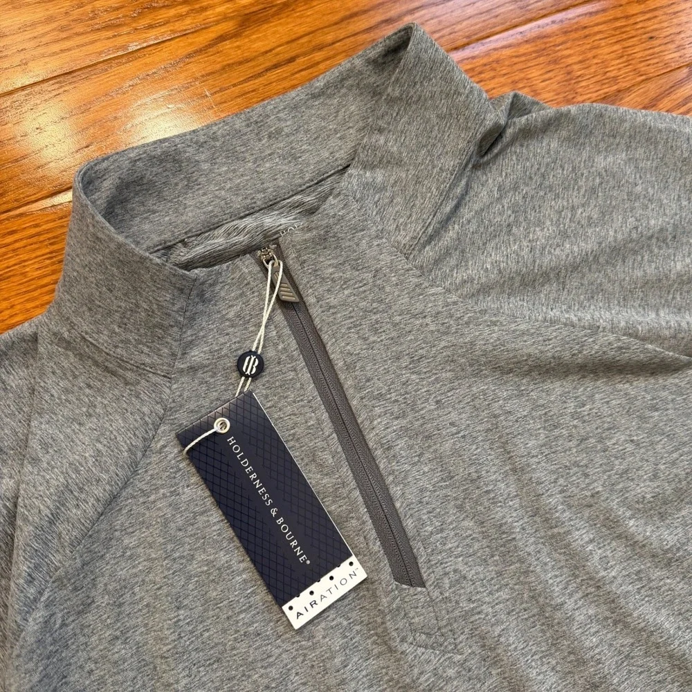 Holderness & Bourne Airation 1/4 Zip Pullover Mens Large Gray Golf The Darrow